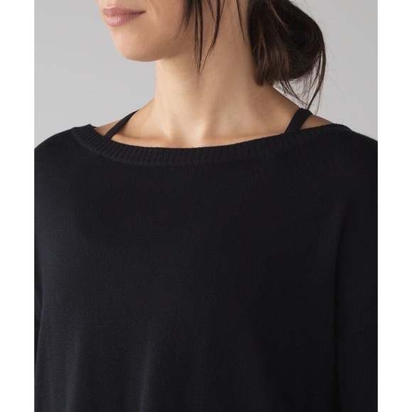 LULULEMON Women’s Well Being Black Cashmere Blend Perforated Back Sweater Sz 8 - Picture 9 of 14